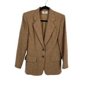 Vintage Elliot Andrews Two Button Blazer Jacket Womens Size 4 Wool Blend Brown